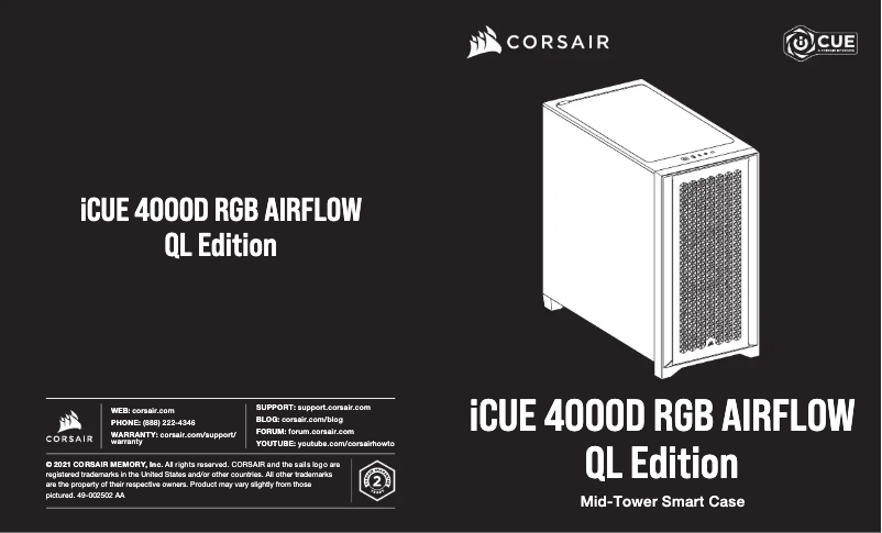 Imagen de la primera página del manual del dispositivo iCUE 4000D