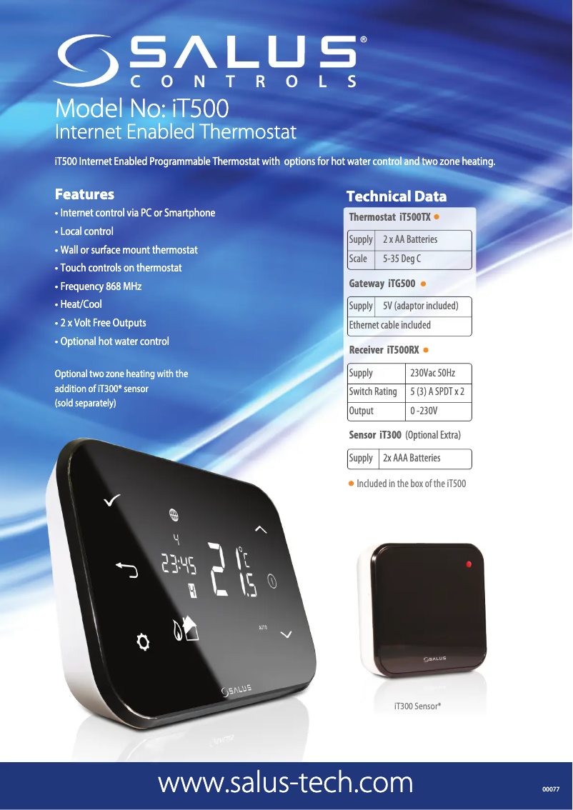 Página 1 del manual Ficha técnica Salus IT500