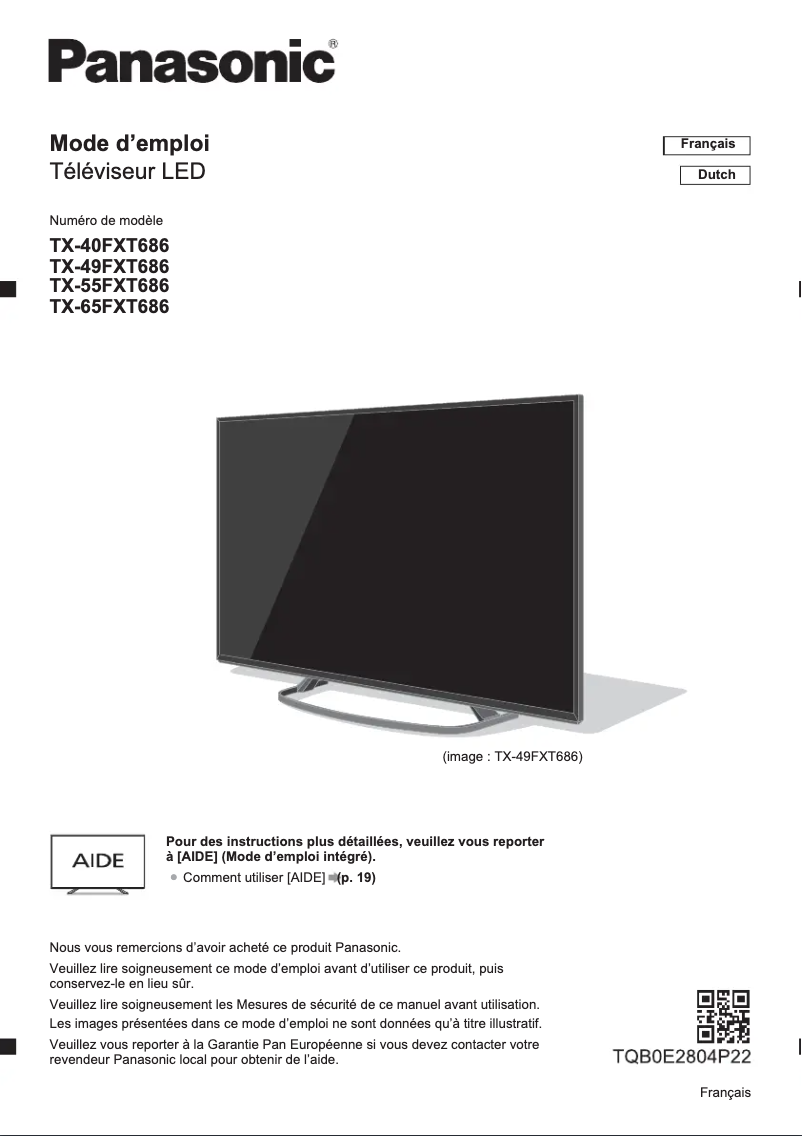 Imagen de la primera página del manual del dispositivo Viera TX-65FXT686