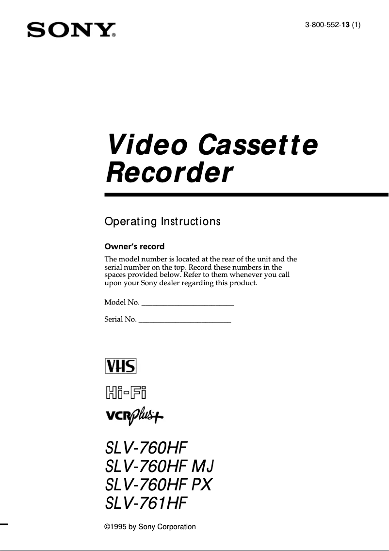 Página nº 1 - Manual de usuario Sony SLV-760HF