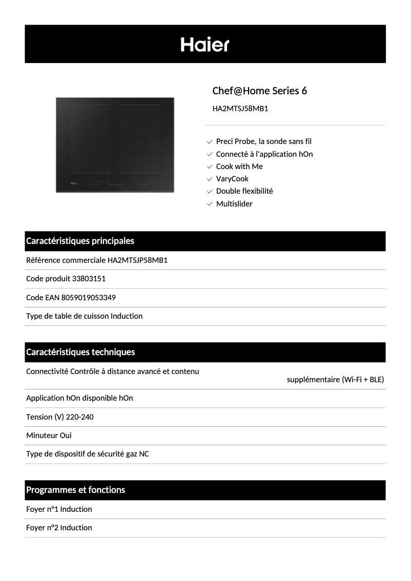 Imagen de la primera página del manual del dispositivo HA2MTSJ58MB1