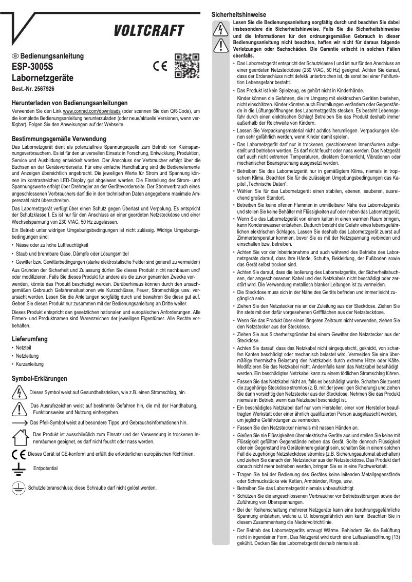 Imagen de la primera página del manual del dispositivo ESP-3005S