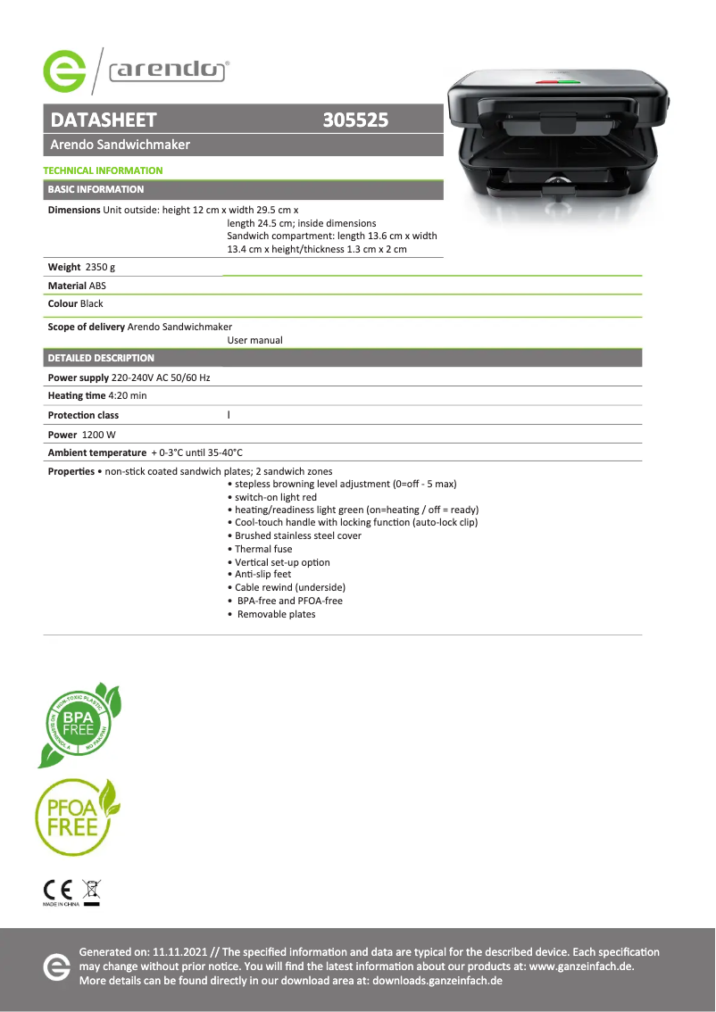 Imagen de la primera página del manual del dispositivo 305525