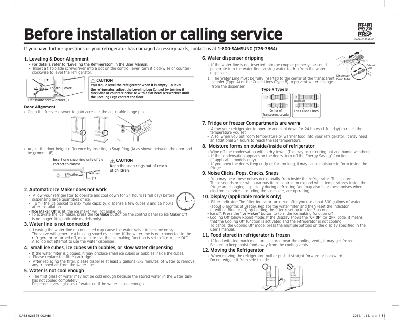 Página 1 del manual Guía de instalación Samsung RF27T5501B1
