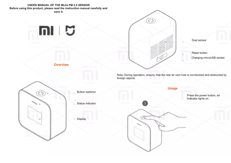 Página 1 del manual Manual de usuario Xiaomi Mi PM2.5