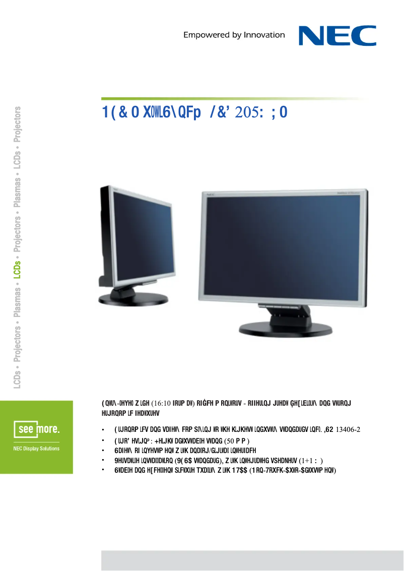 Imagen de la primera página del manual del dispositivo MultiSync LCD205WXM