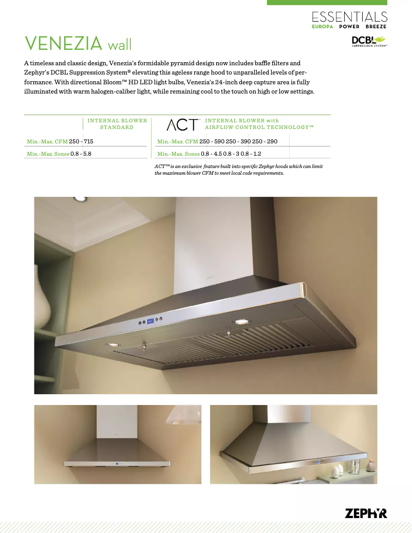 Página 1 del manual Ficha técnica Zephyr ZVEE42CS