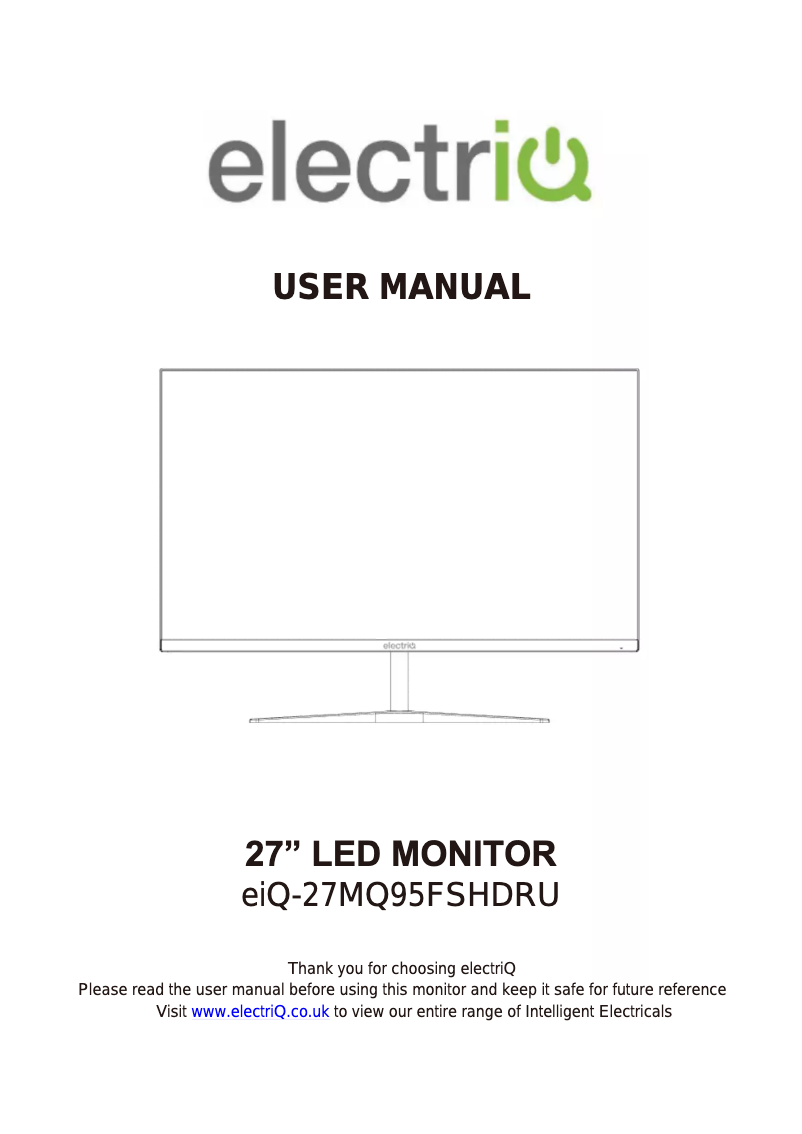 Imagen de la primera página del manual del dispositivo eiQ-27MQ95FSHDRU