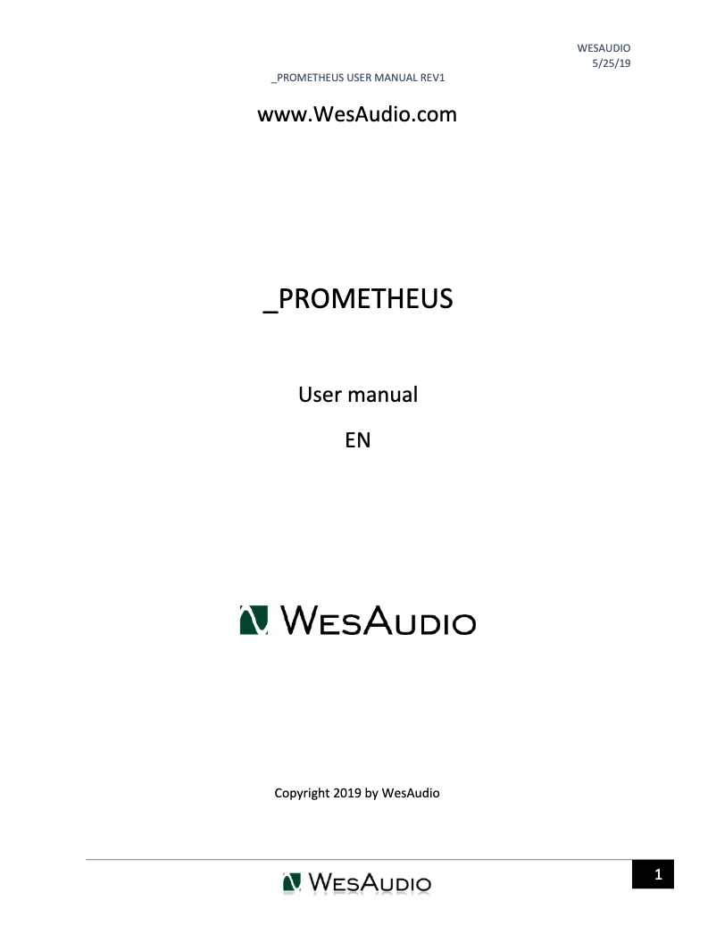 Imagen de la primera página del manual del dispositivo PROMETHEUS