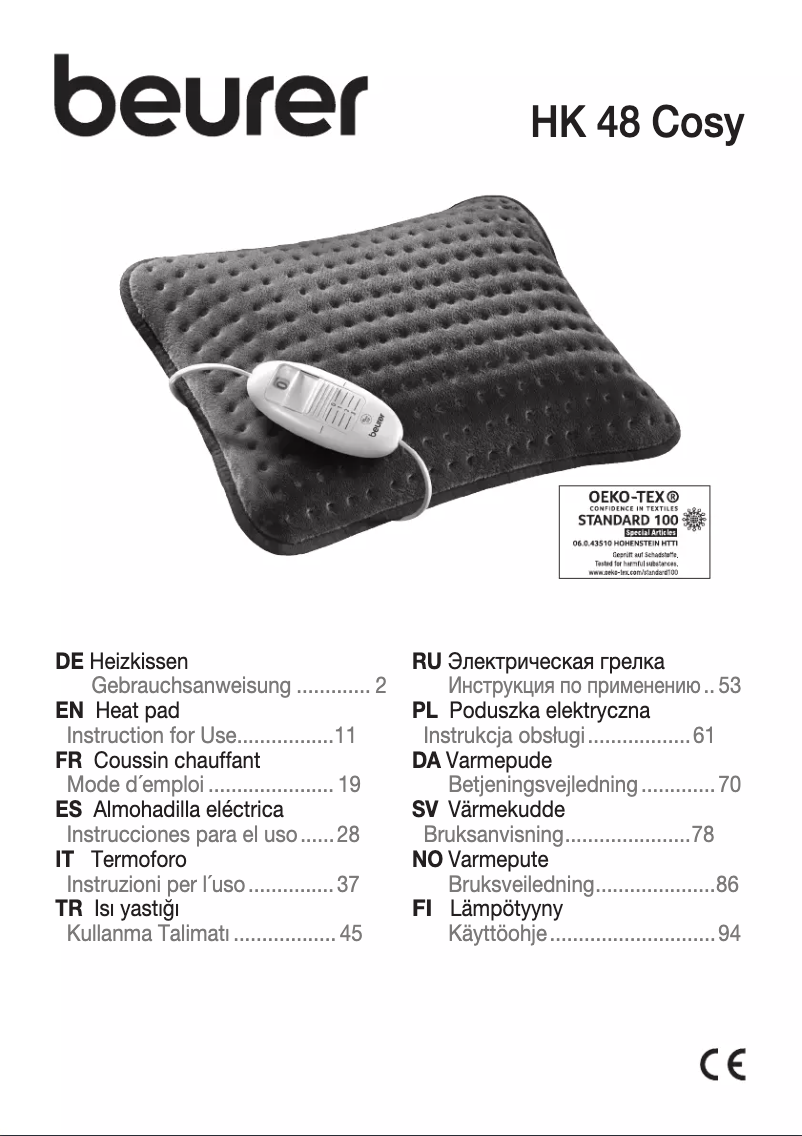 Página 1 del manual Manual de uso y mantenimiento Beurer HK 48 Sofa