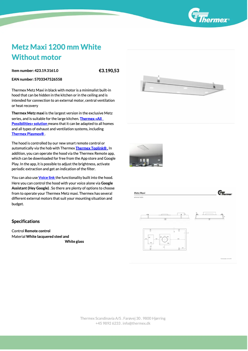 Página 1 del manual Ficha técnica Thermex Metz Maxi