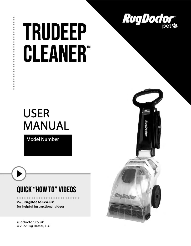 Página 1 del manual Manual de usuario Rug Doctor TruDeep Cleaner