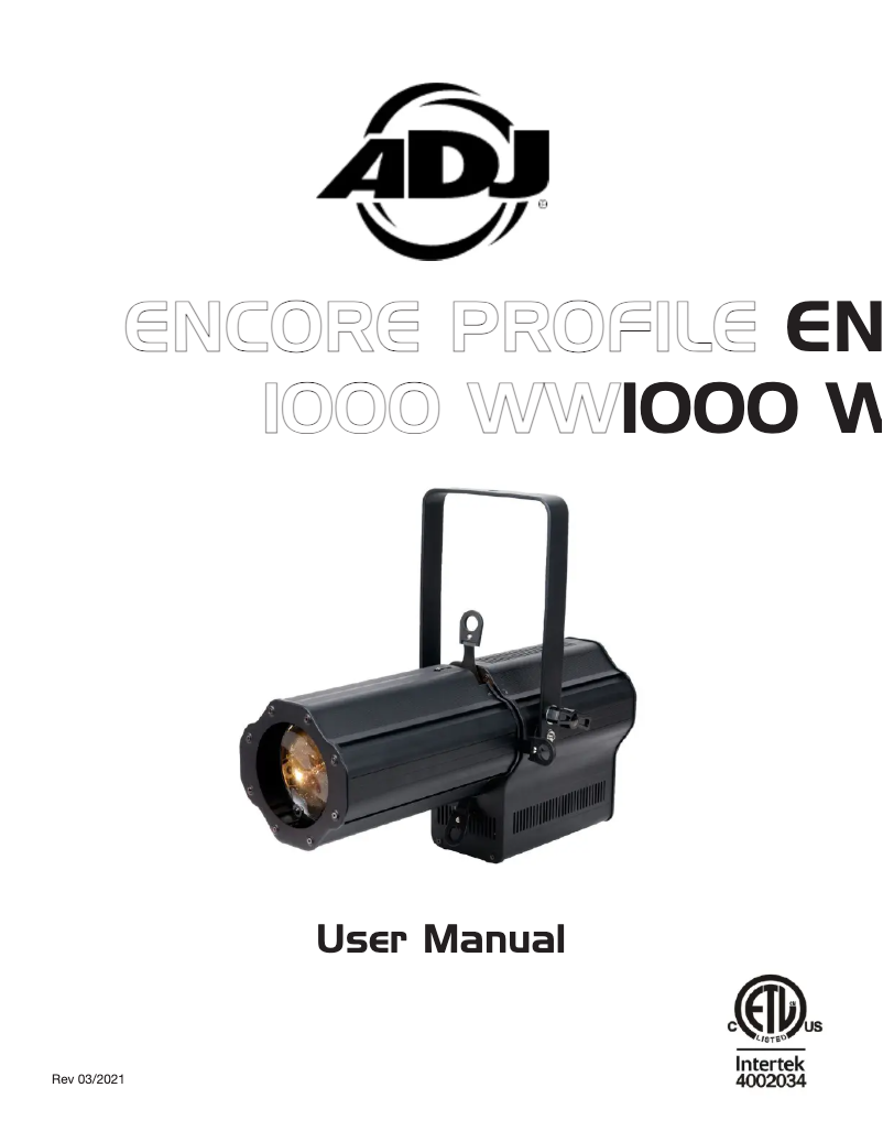Imagen de la primera página del manual del dispositivo Encore Profile 1000 WW