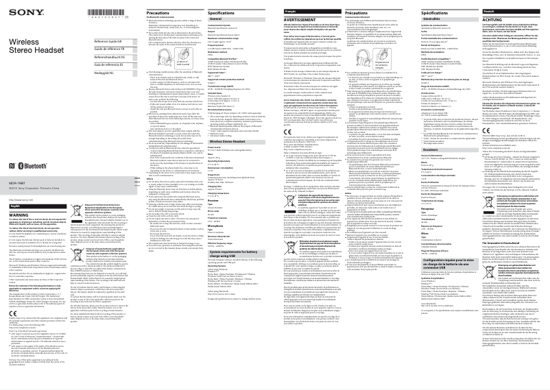 Página 1 del manual Manual de usuario Sony MDR-1RBT