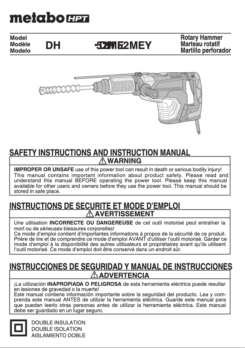 Página 1 del manual Manual de usuario Metabo DH52MEY