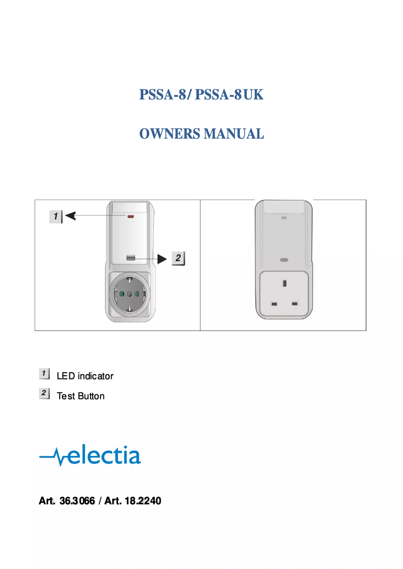Página 1 del manual Manual de usuario Electia PSSA-8