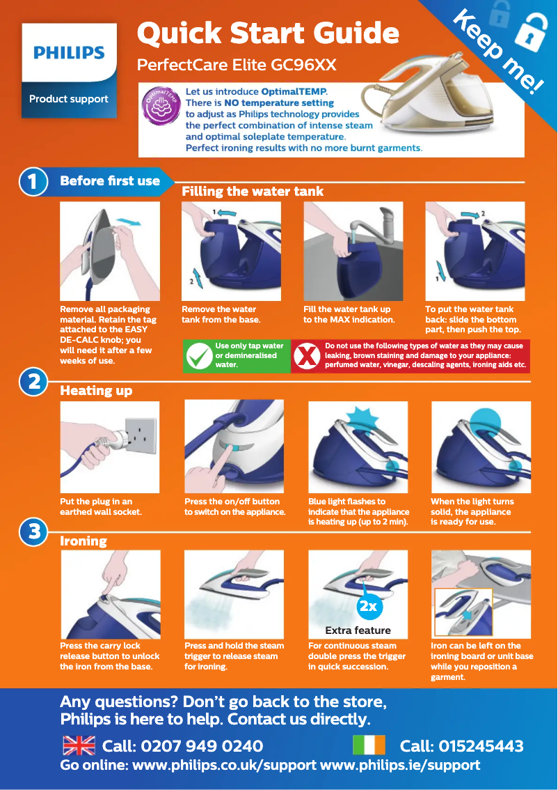 Imagen de la primera página del manual del dispositivo PerfectCare Elite GC9635