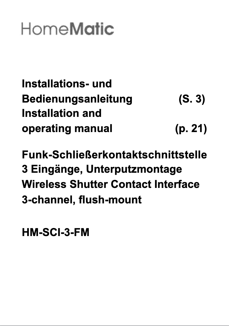 Página 1 del manual Manual de usuario Homematic IP HM-SCI-3-FM