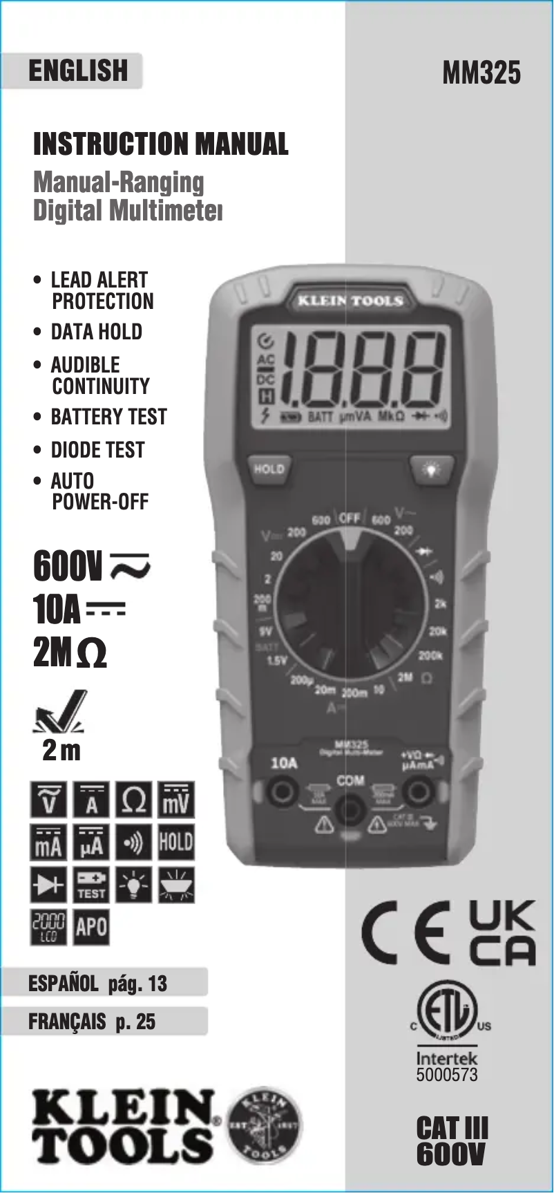 Imagen de la primera página del manual del dispositivo MM325