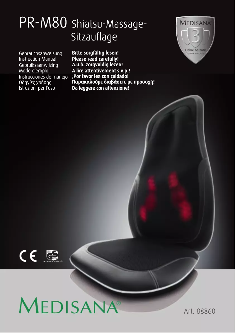 Imagen de la primera página del manual del dispositivo Shiatsu PR-M80