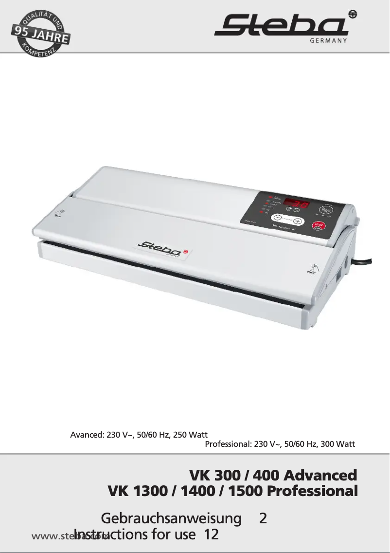 Imagen de la primera página del manual del dispositivo VK 1500 Professional