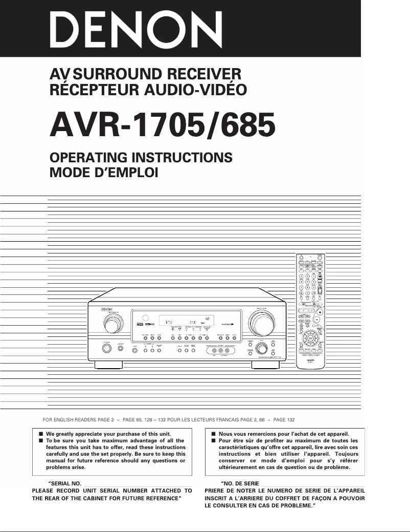Imagen de la primera página del manual del dispositivo AVR-685S