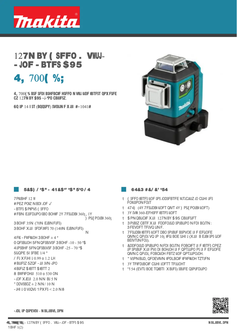 Página 1 del manual Ficha técnica Makita SK700