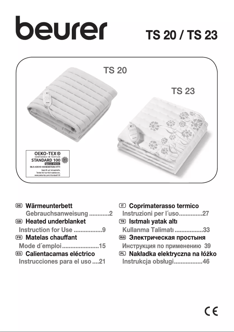 Página 1 del manual Manual de usuario Beurer TS 20