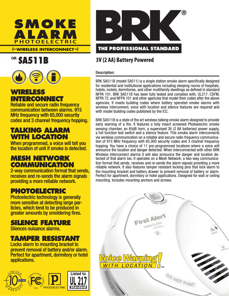 Imagen de la primera página del manual del dispositivo SA511B
