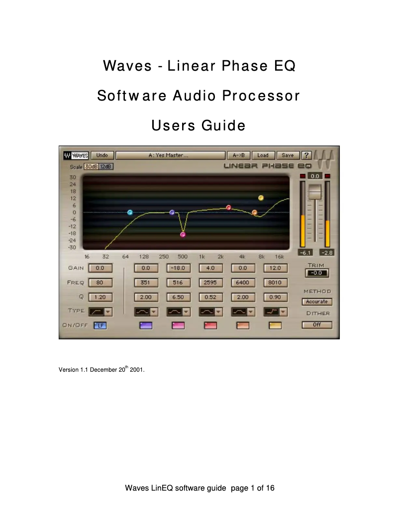 Página 1 del manual Manual de usuario Waves Linear Phase EQ