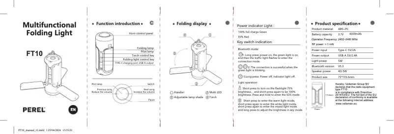 Imagen de la primera página del manual del dispositivo FT10