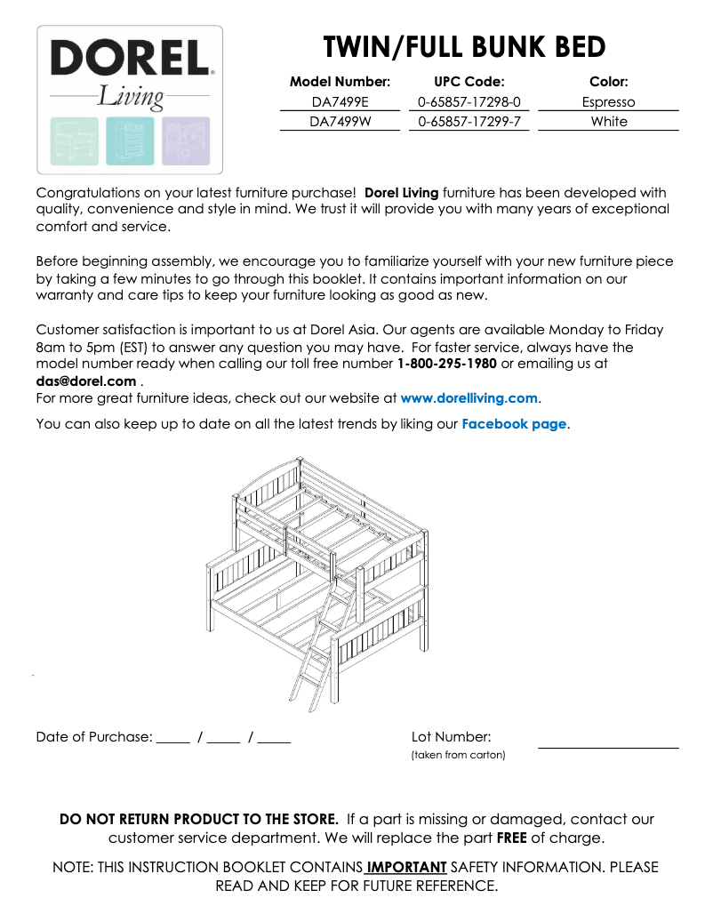 Página 1 del manual Manual de usuario Dorel DA7499W