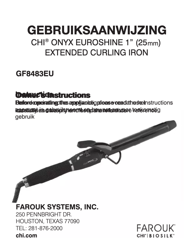 Página 1 del manual Manual de usuario CHI Onyx Euroshine