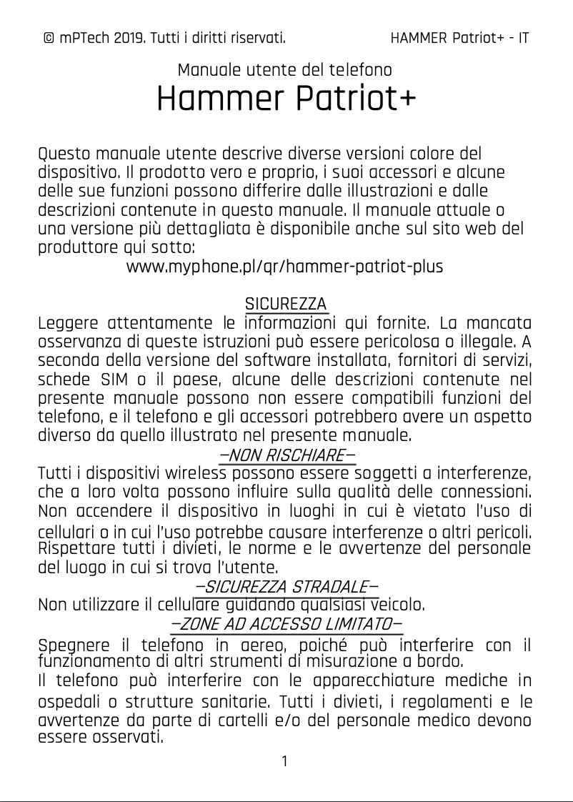 Página 1 del manual Manual de usuario Hammer Patriot+