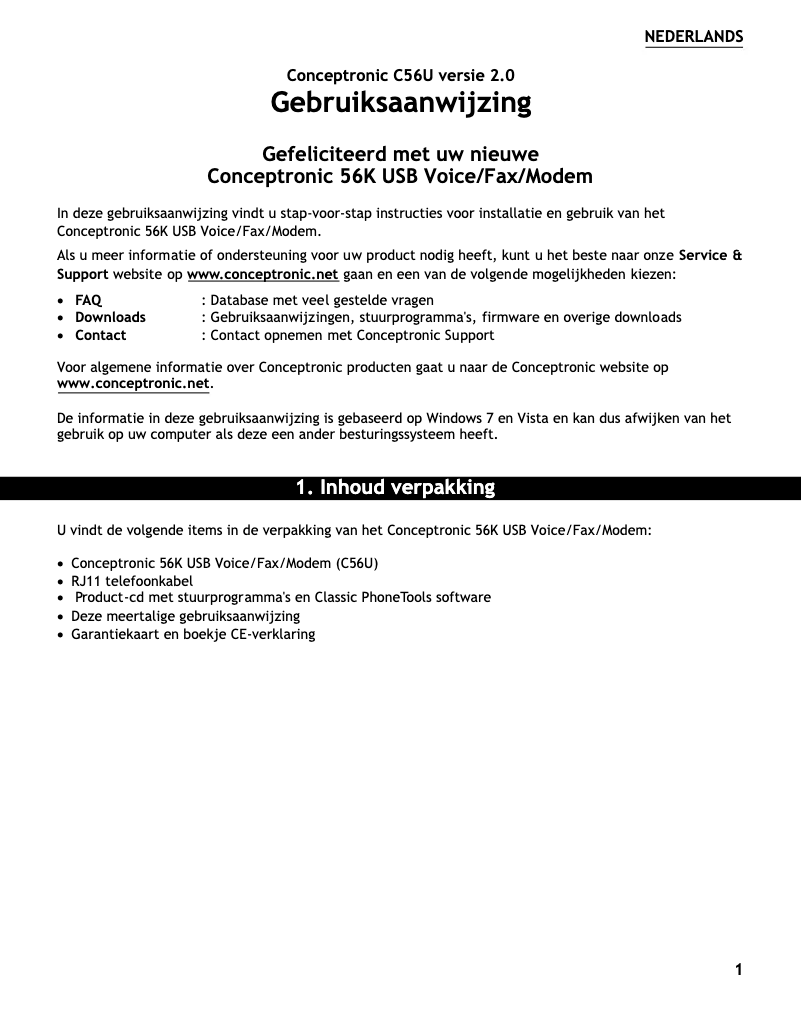 Página 1 del manual Manual de usuario Conceptronic C56U