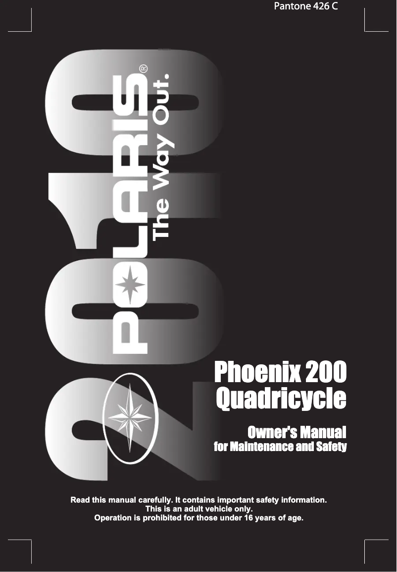 Imagen de la primera página del manual del dispositivo Youth Phoenix 200 Quadricycle (2010)