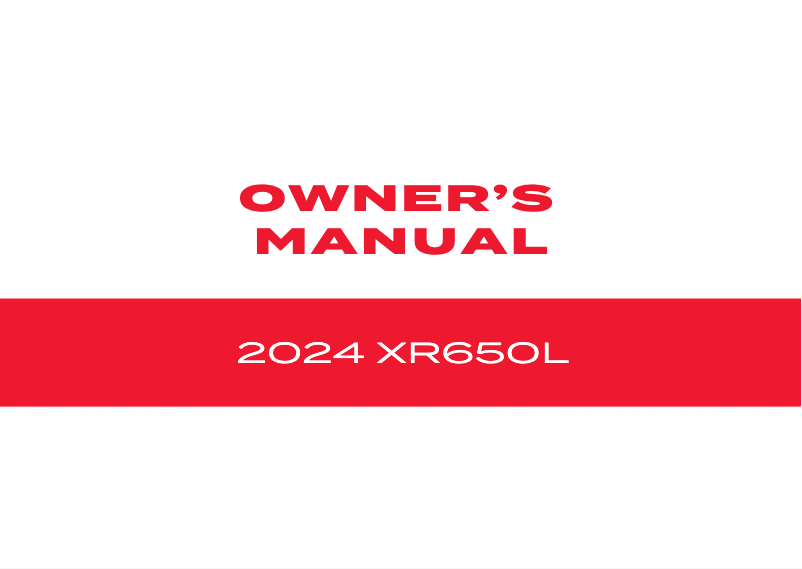 Página nº 1 - Manual de usuario Honda XR650L (2024)