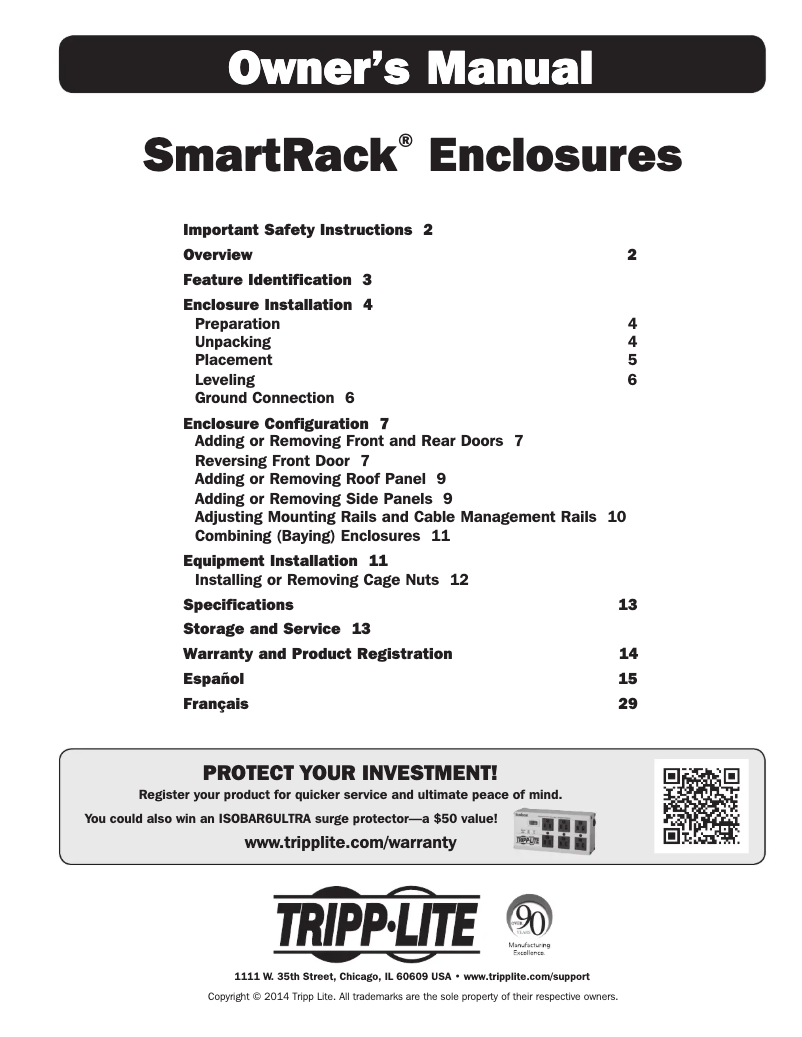 Imagen de la primera página del manual del dispositivo SmartRack SR45UBWD