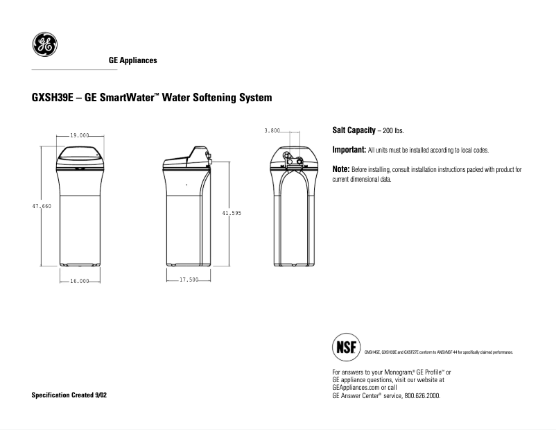 Imagen de la primera página del manual del dispositivo GXSH39E