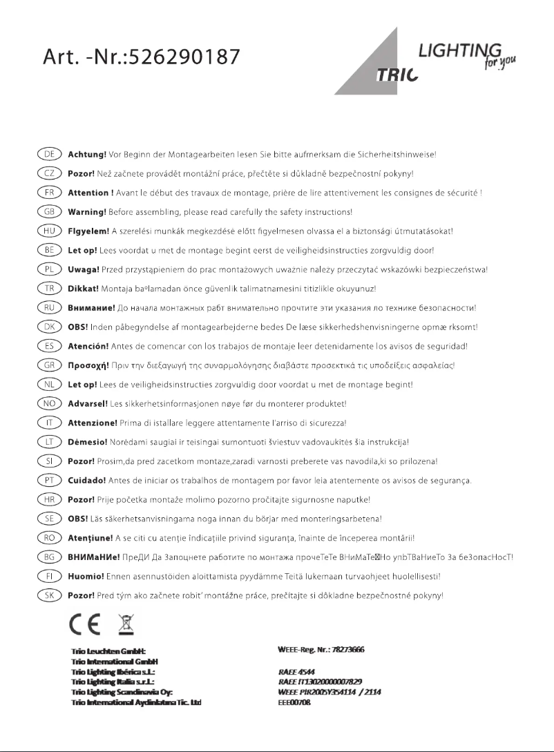 Página 1 del manual Manual de usuario Trio Lighting Loris 526290187