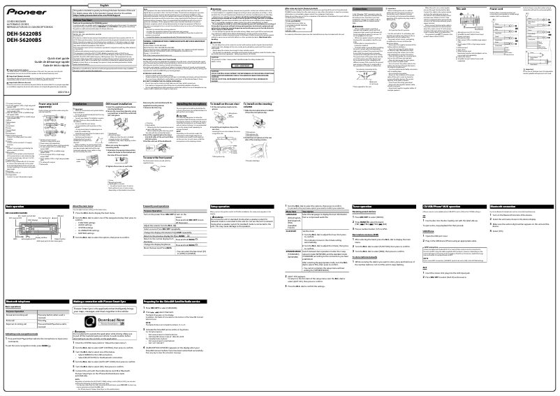 Página 1 del manual Guía de inicio rápido Pioneer DEH-S6220BS