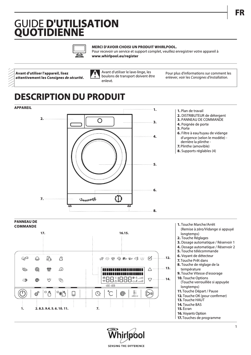 Página 1 del manual Manual de usuario Whirlpool FSCR 12443