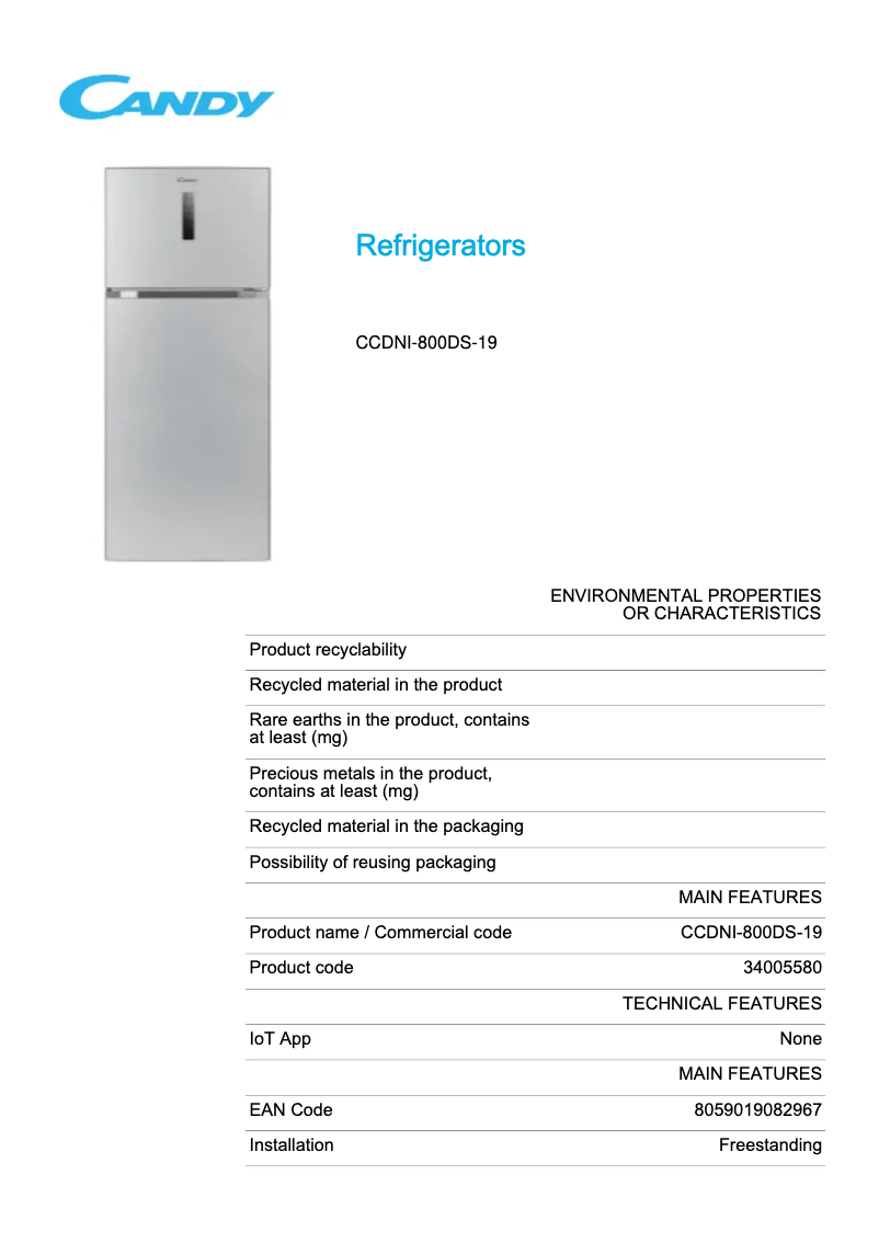 Imagen de la primera página del manual del dispositivo CCDNI-800DS-19