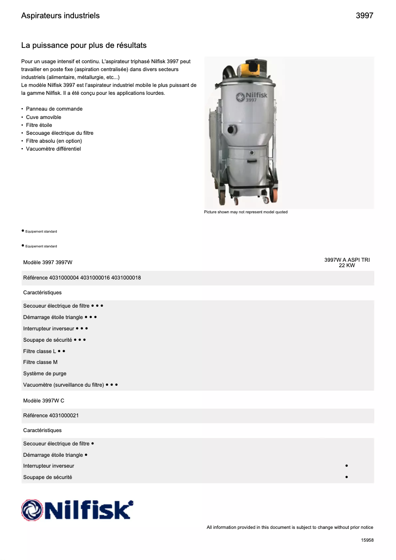 Página nº 1 - Ficha técnica Nilfisk 3997