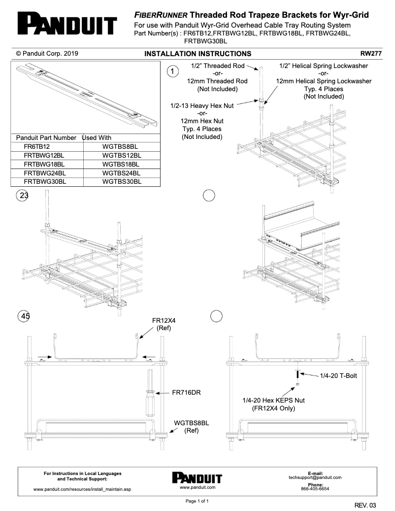 Página nº 1 - Manual de usuario Panduit FRTBWG12BL