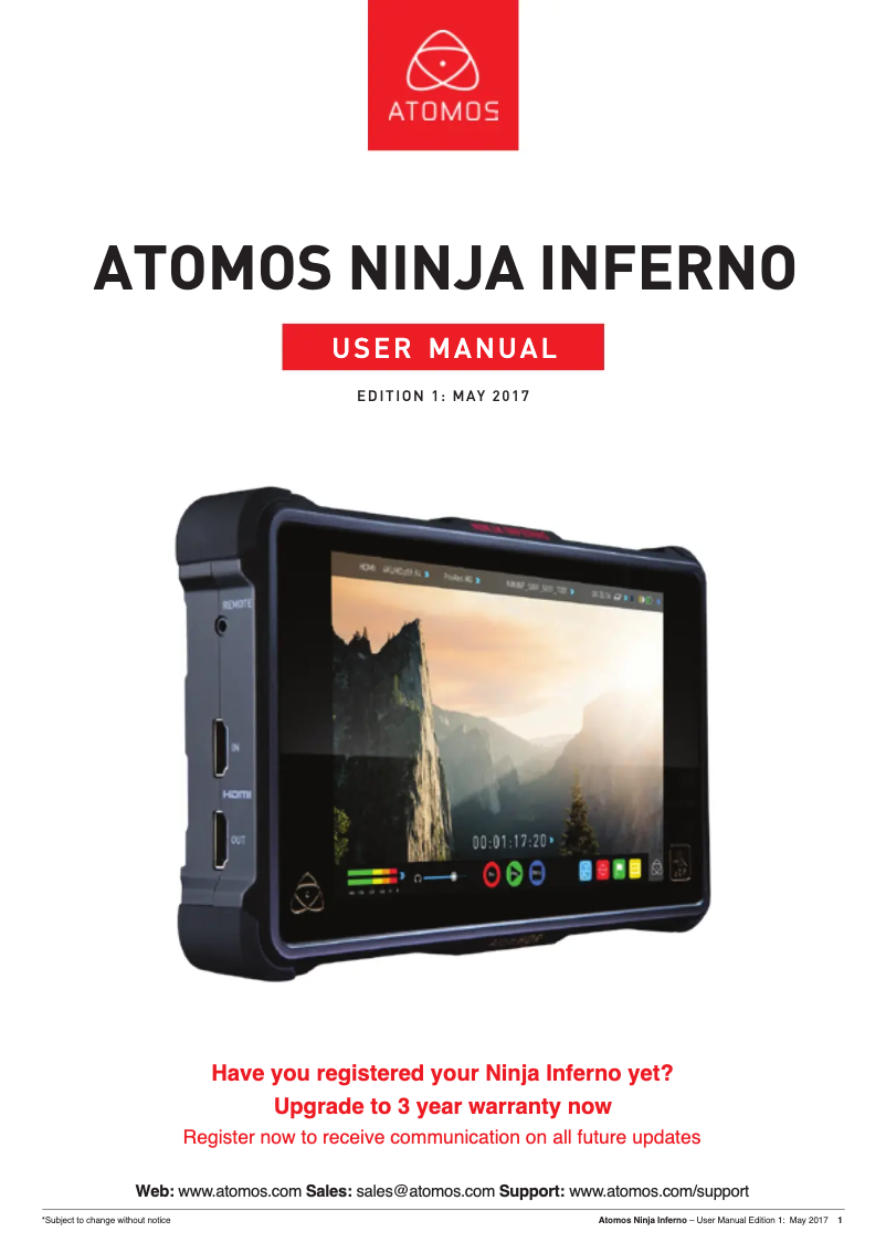 Imagen de la primera página del manual del dispositivo Ninja Inferno