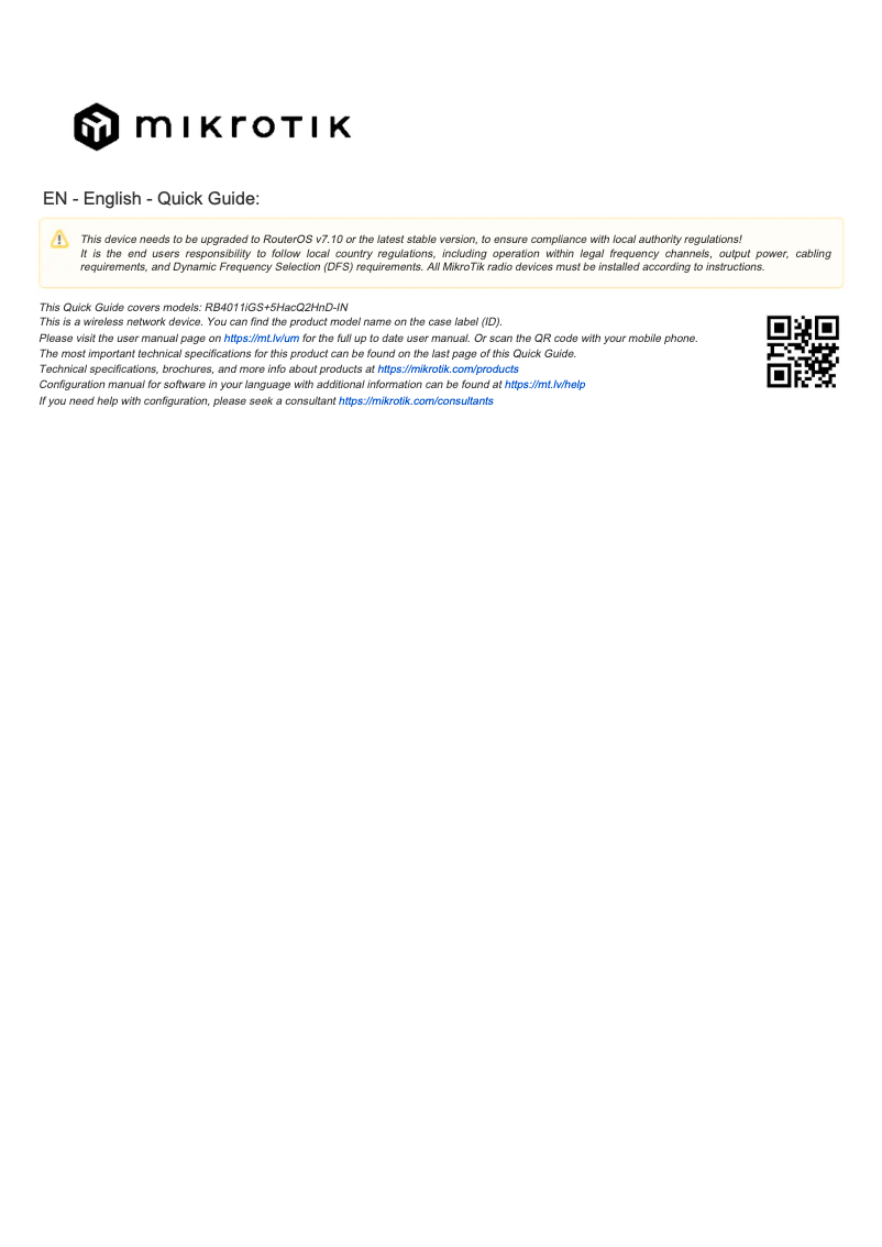 Página 1 del manual Manual de usuario Mikrotik RB4011iGS+5HacQ2HnD-IN