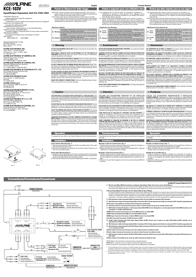 Imagen de la primera página del manual del dispositivo KCE-103V