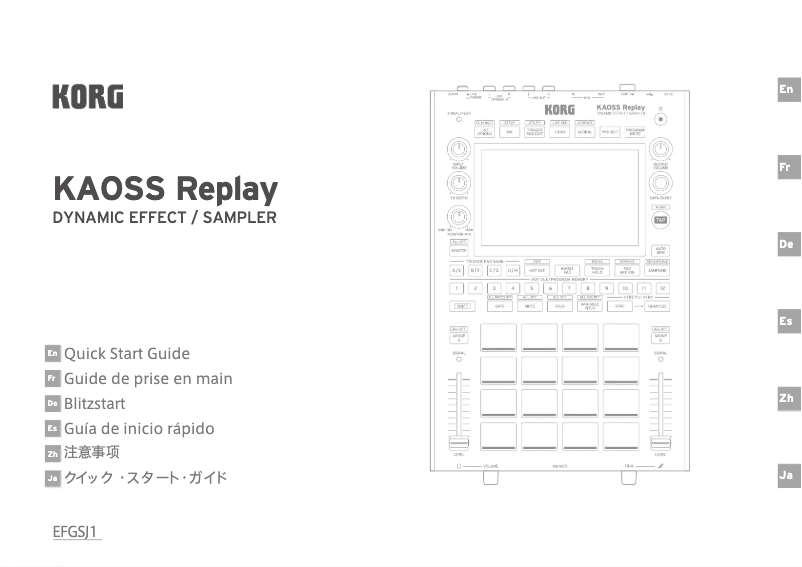 Imagen de la primera página del manual del dispositivo KAOSS Replay