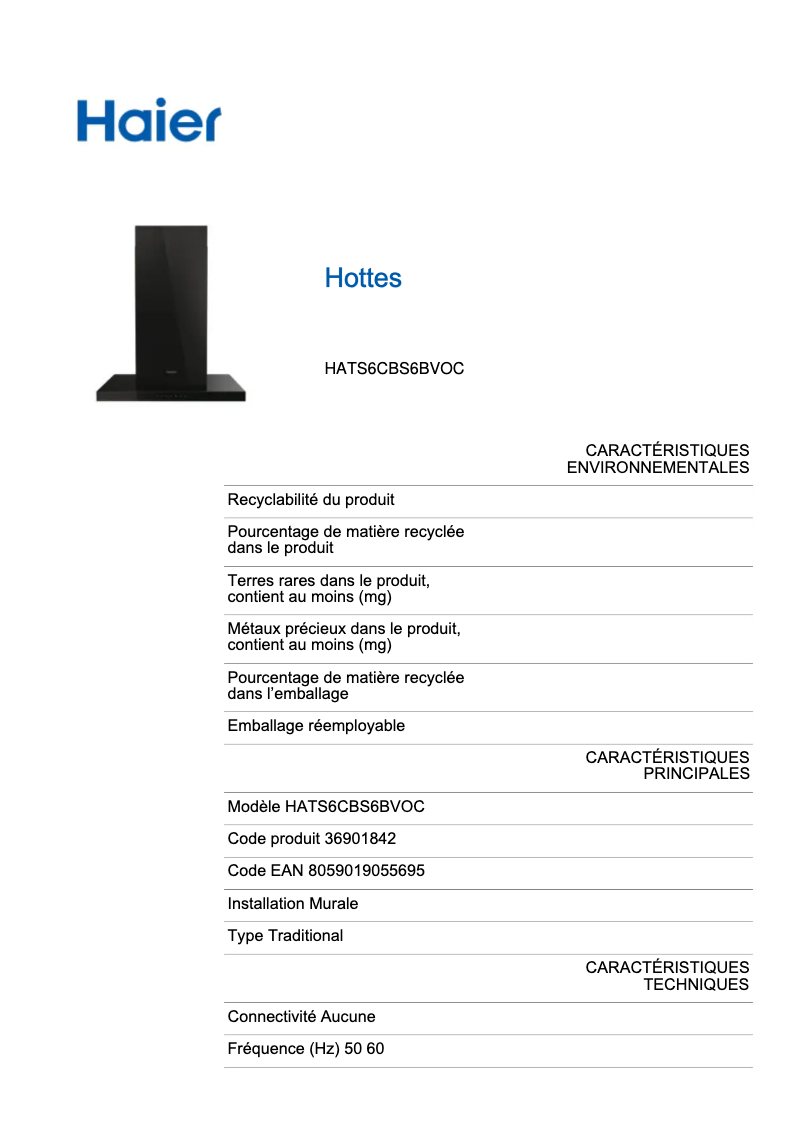 Página 1 del manual Etiqueta energética Haier HATS6CBS6BVOC